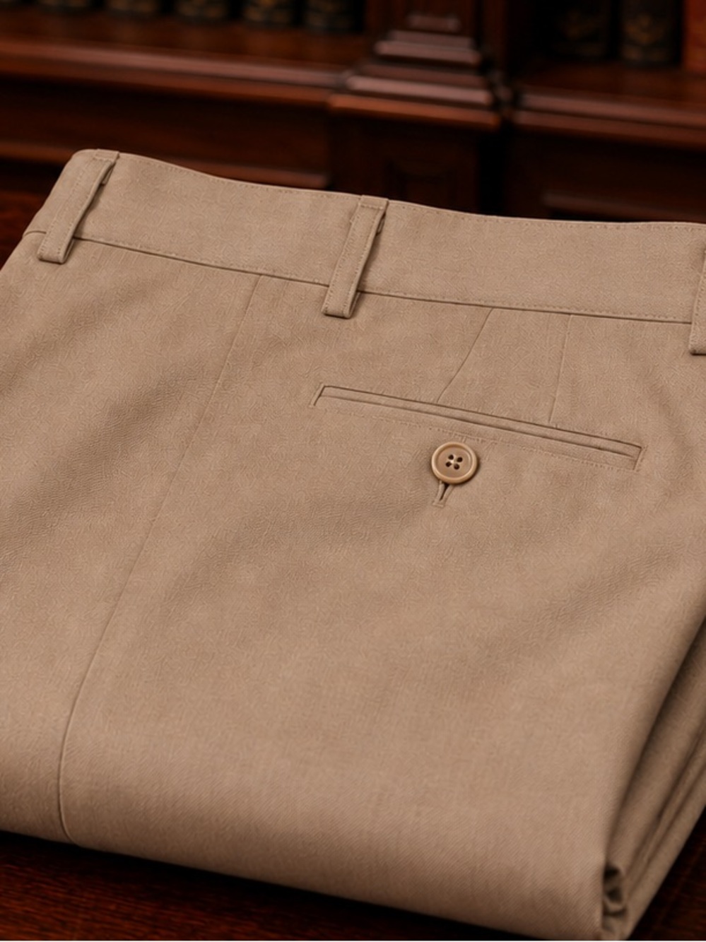 Valentini Tan Dress Trousers in 100% Virgin Wool